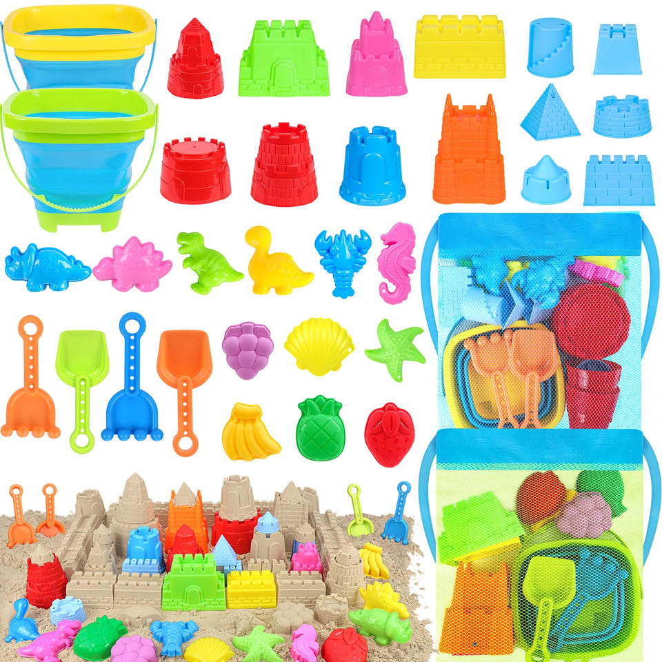 RACPNEL collapsible beach bucket in use for travel and play at the shore.
