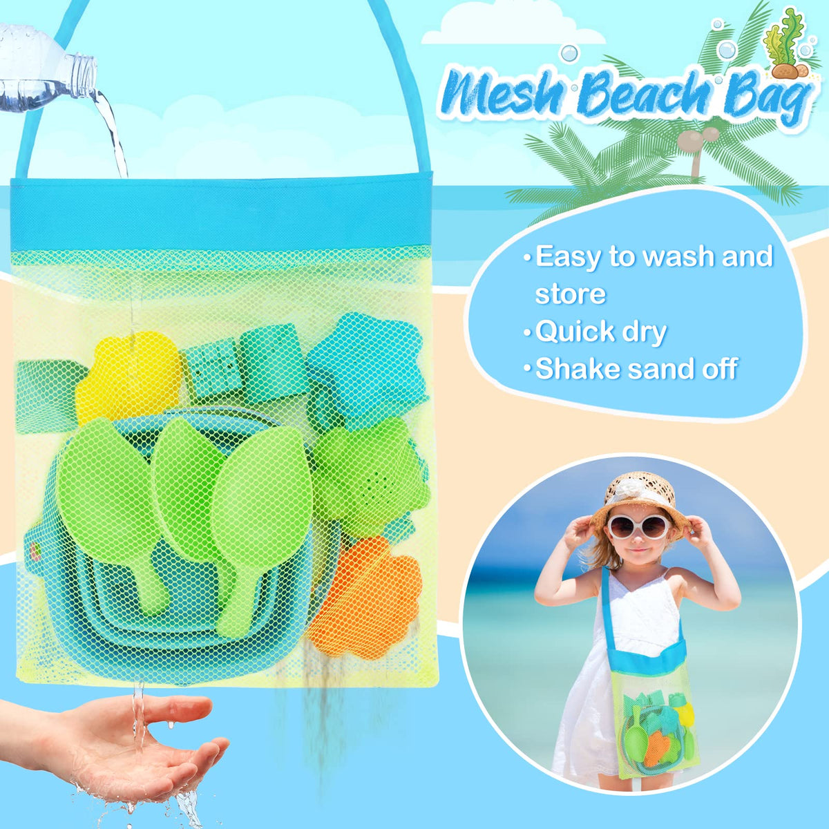 RACPNEL mesh bag keeps toys organized and sand out