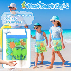 RACPNEL mesh beach bag drains sand quickly and keeps toys organized.