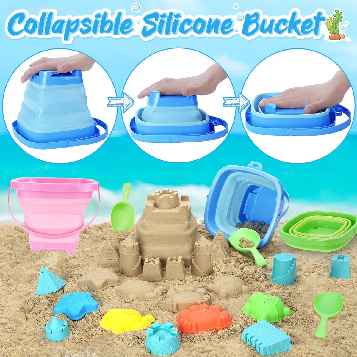 RACPNEL silicone beach shovels set with smooth edges for kids