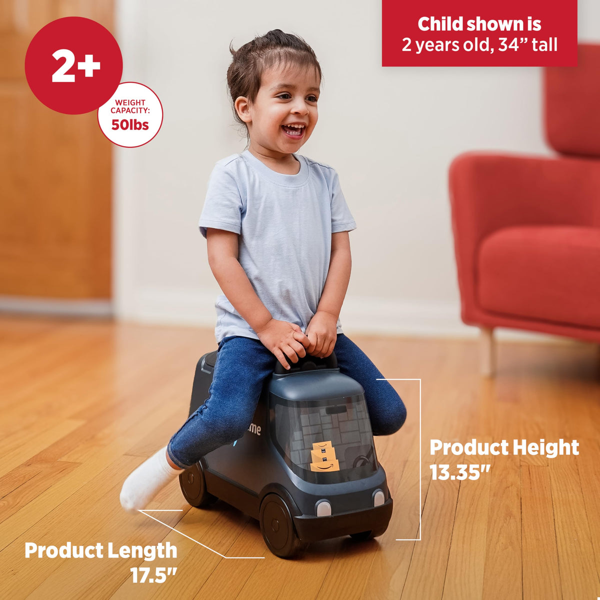 Radio Flyer Amazon Delivery Van interior highlights accessible under seat storage for on the go play