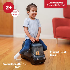 Radio Flyer Amazon Delivery Van interior highlights accessible under seat storage for on the go play