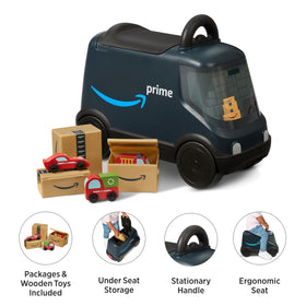 Radio Flyer Amazon Delivery Van stationary handle helps balance and confident steering