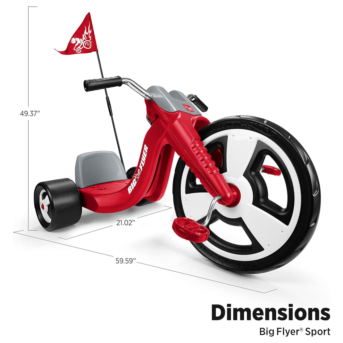 Radio Flyer Big Flyer Sport chrome handlebars add stylish control and visibility