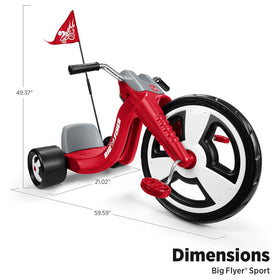Radio Flyer Big Flyer Sport chrome handlebars add stylish control and visibility