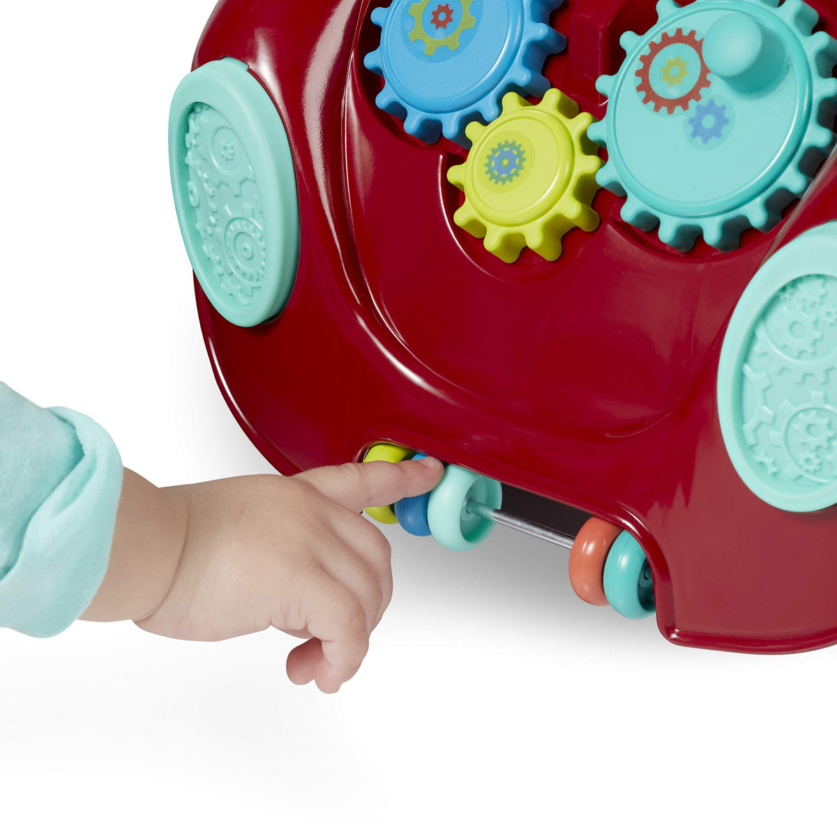 Radio Flyer Busy Buggy interactive panel encourages imaginative pretend play.