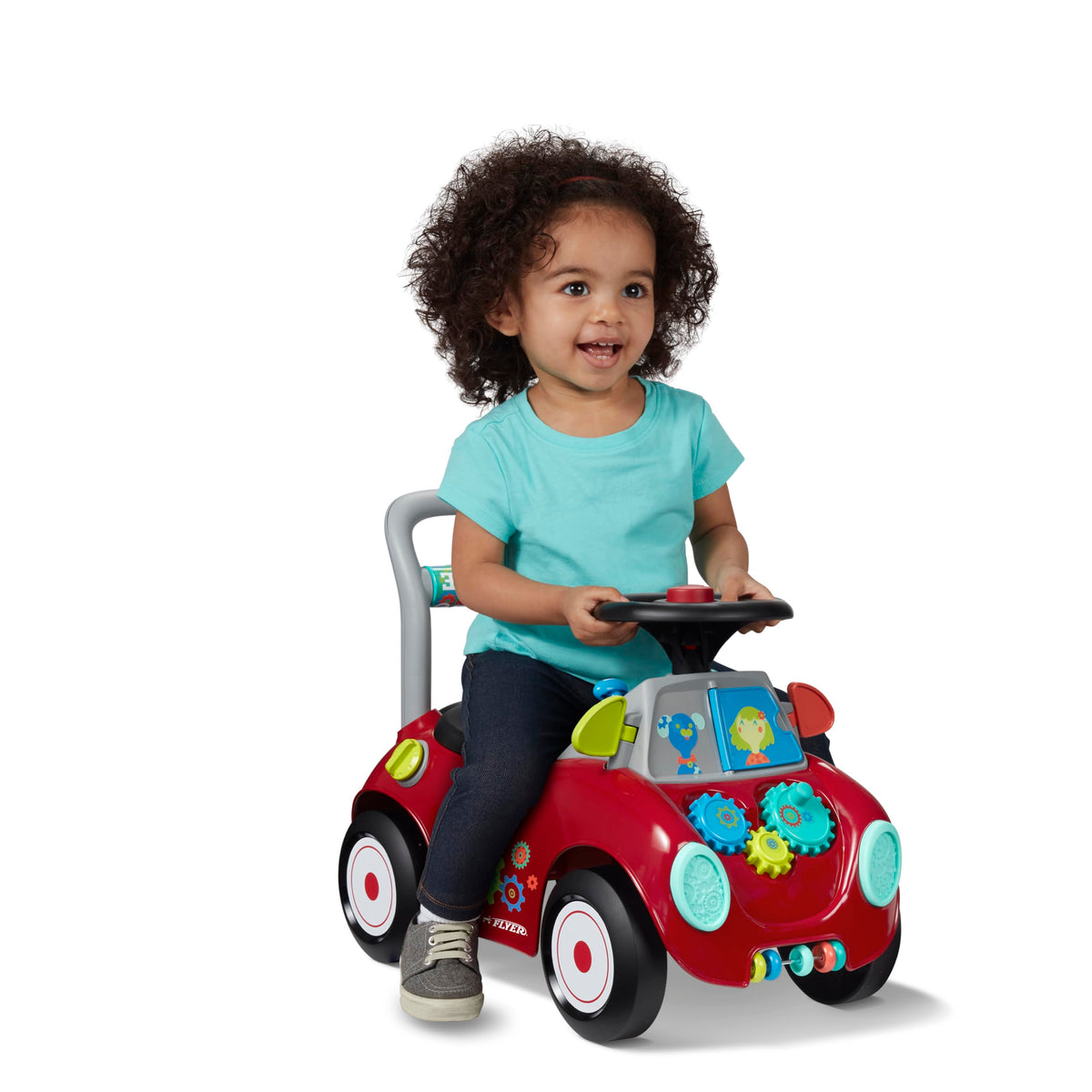 Radio Flyer Busy Buggy push walker mode supports early balance and coordination.