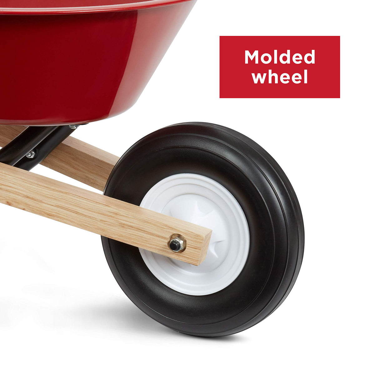 Radio Flyer Classic Kids Wheelbarrow compact design—perfect size for kids to push and haul.
