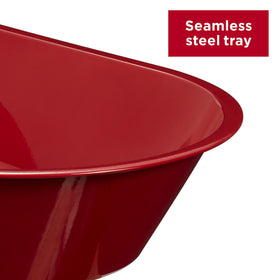 Radio Flyer Classic Kids Wheelbarrow steel undercarriage—durable construction for lasting backyard fun.