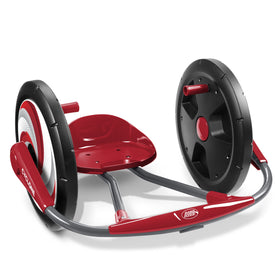 Radio Flyer Cyclone 360-degree spin highlights forward and reverse motion.
