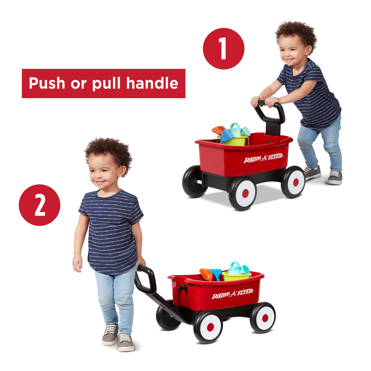 Radio Flyer locking handle adds stability during early walking.