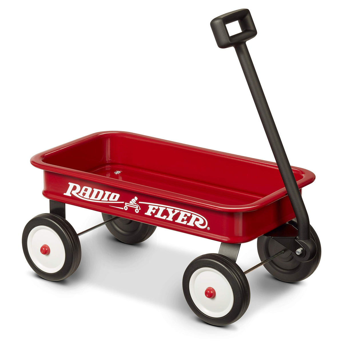 Radio Flyer Mini Classic Red Wagon front view for imaginative play and toy transport.