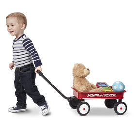 Radio Flyer Mini Classic Red Wagon steel body close-up showing durability.