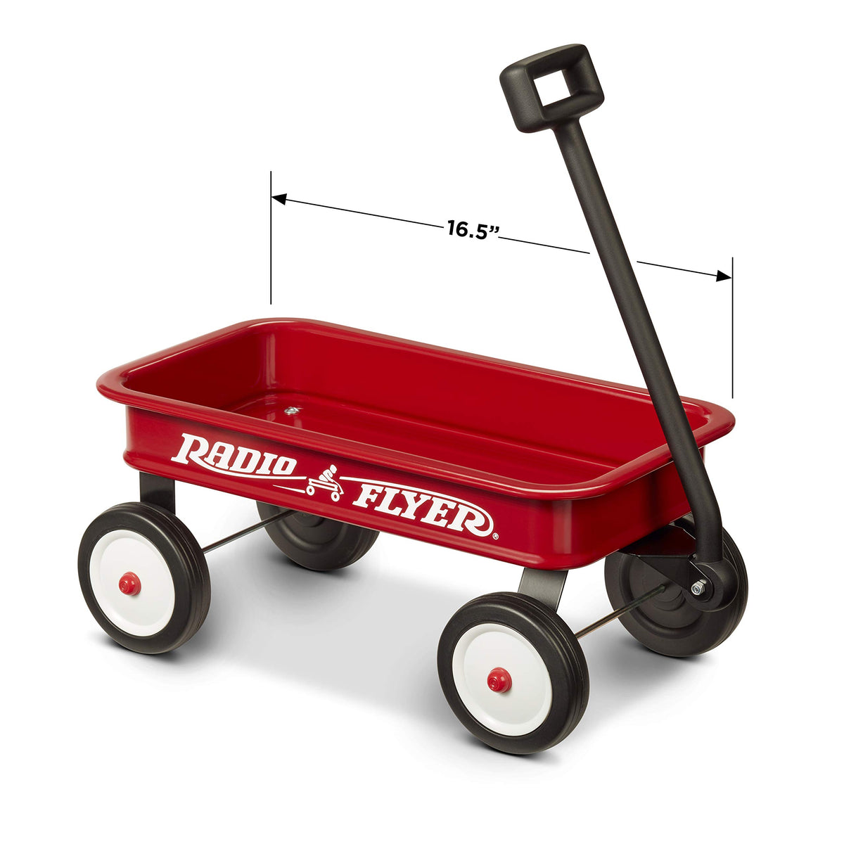 Radio Flyer Mini Classic Red Wagon with working handle for easy pulling.