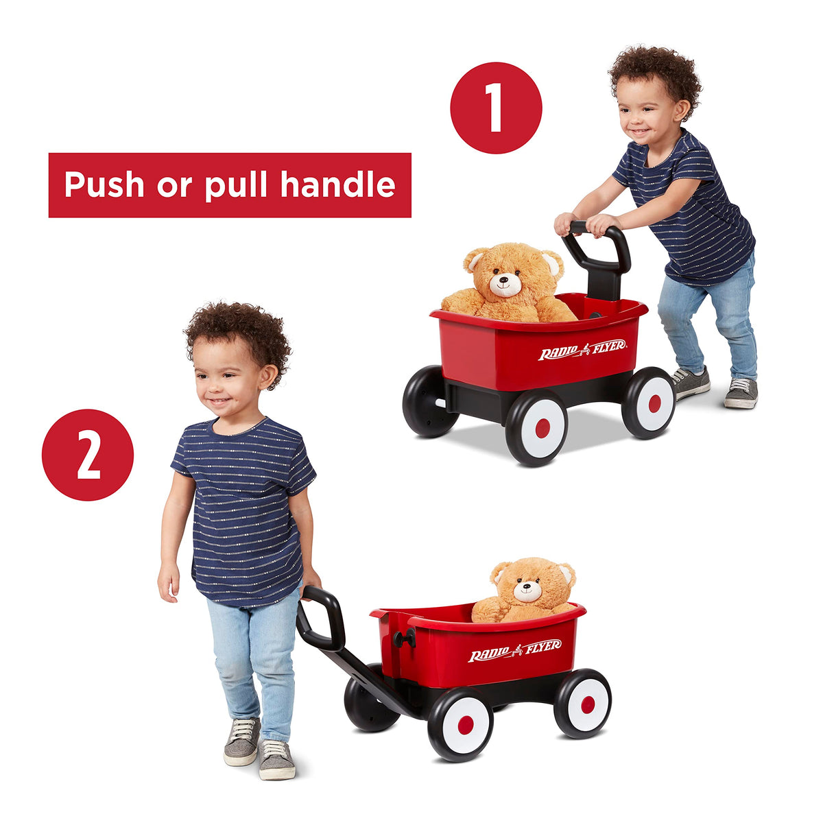 Radio Flyer Push and Pull Walker Wagon with locking handle for added support.