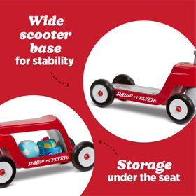 Sturdy frame with four wheels provides stable, beginner-friendly riding.