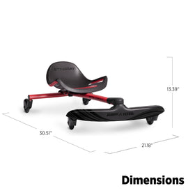 Padded seat provides comfortable rides on hard surfaces