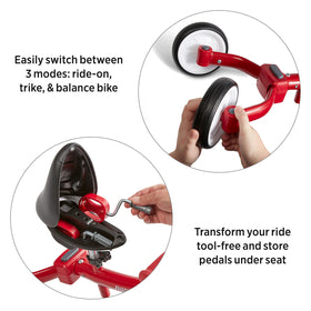 Radio Flyer Triple Play Trike adjustable padded seat grows with your child