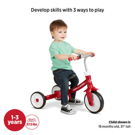 Radio Flyer Triple Play Trike tool-free transformation makes mode switches simple