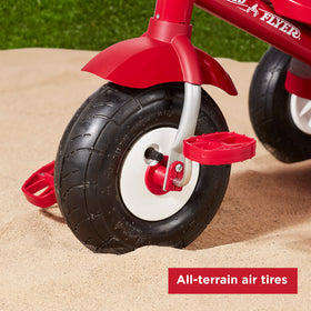 Radio Flyer Ultimate All-Terrain Stroll 'N Trike assembly shot highlighting adjustable components.