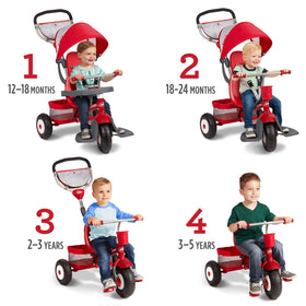 Radio Flyer Ultimate All-Terrain Stroll 'N Trike side view showing sidewalk versatility.