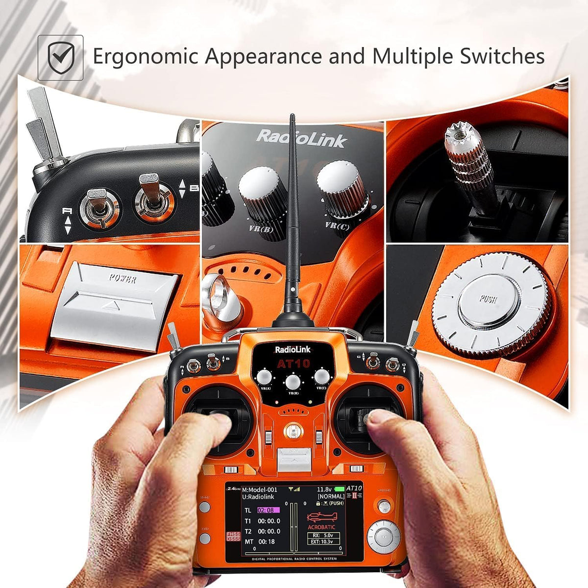 Radiolink AT10II used on FPV drone for responsive handling