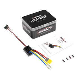 Radiolink CL9030 90A ESC applications image demonstrates use in RC crawlers and boats.