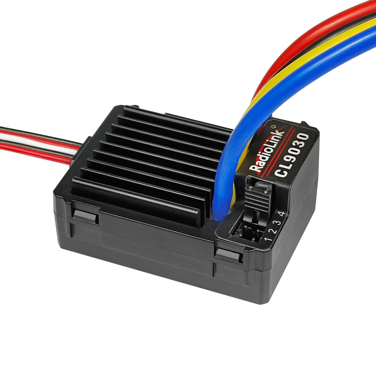 Radiolink CL9030 90A ESC front view showing waterproof build for rugged RC use.