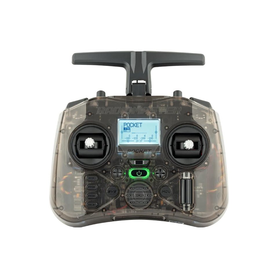 Radiomaster Pocket Charcoal foldable antenna for easy carry and quick setup.