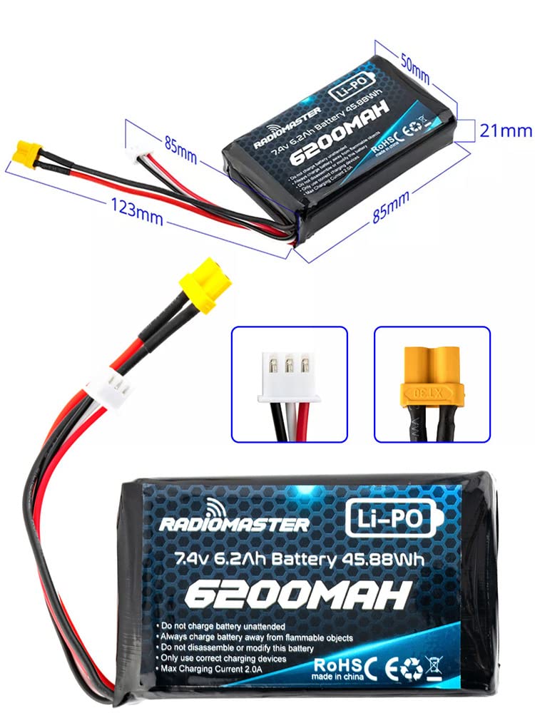 Radiomaster SoloGood battery beside BOXER transmitter showing compatibility.