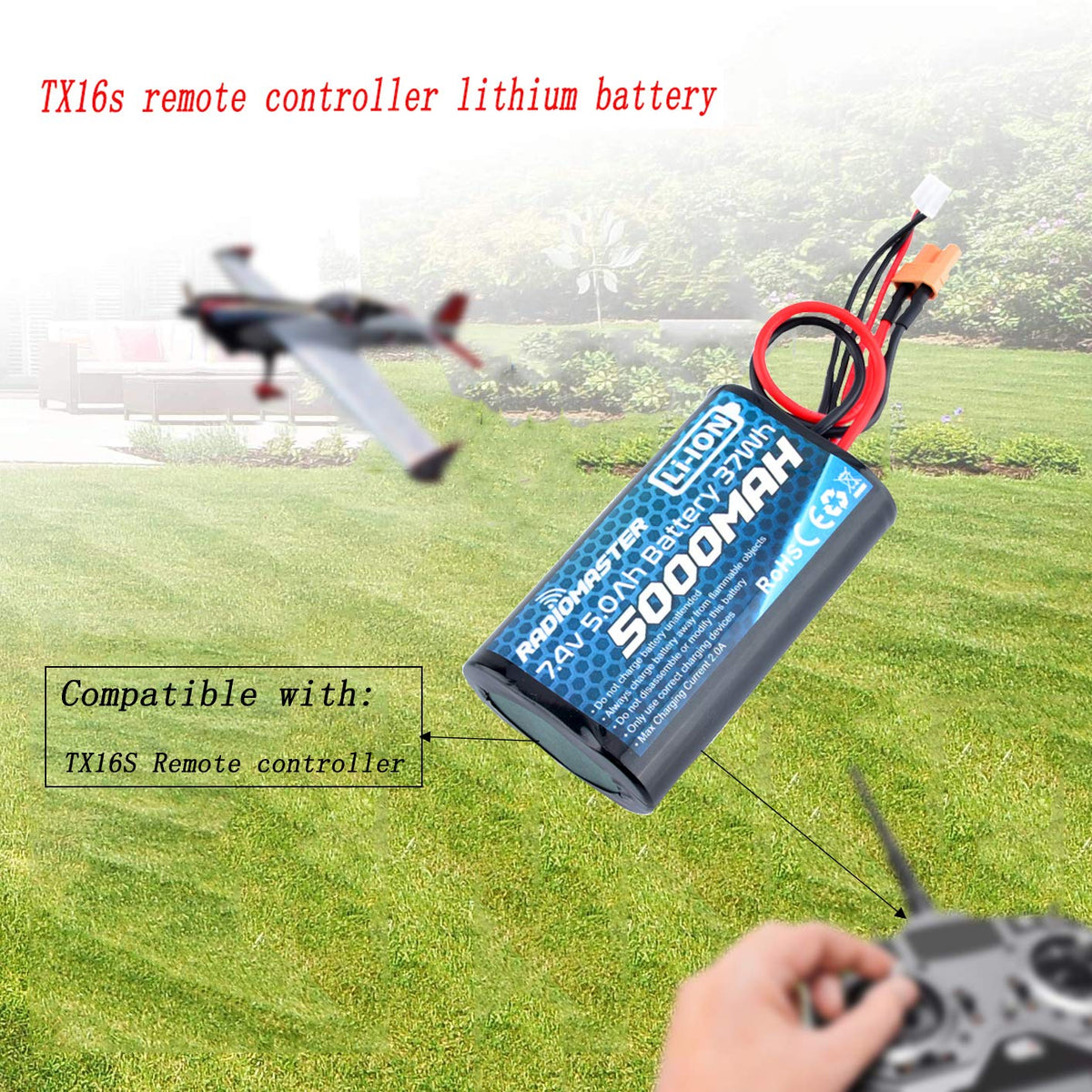 RADIOMASTER TX16S battery with XT30 and JST-XH connectors for versatile charging
