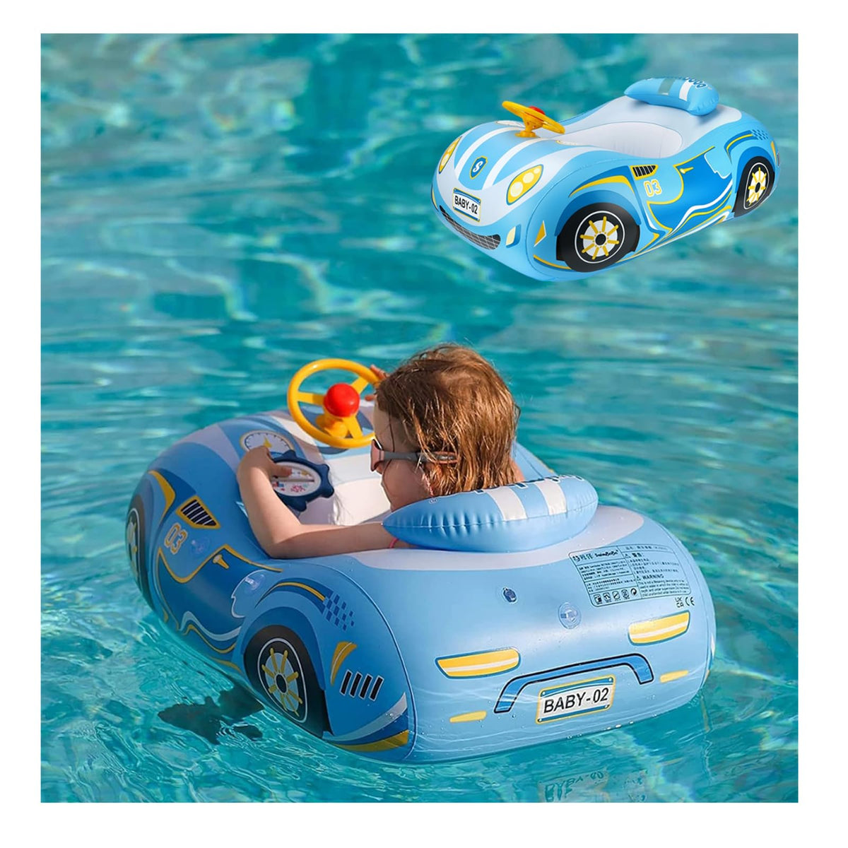 RADSHSP baby pool float with 3D car design for engaging pool play and support