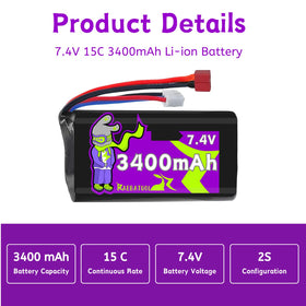 Raebatuol 3400mAh battery side view showing compact dimensions