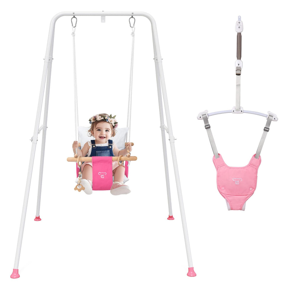 RAGOZONERY 2in1 baby jumper with assembly-free frame for quick setup and storage.