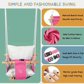 RAGOZONERY powder-coated steel swing stand ensures durability and rust resistance.