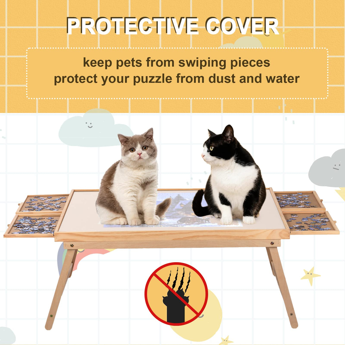 Ragozonery Yacona Puzzle Board cover protects pieces from pets and dust