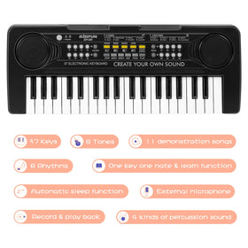 Raimy 37 Keys keyboard is portable and battery powered for learning anywhere