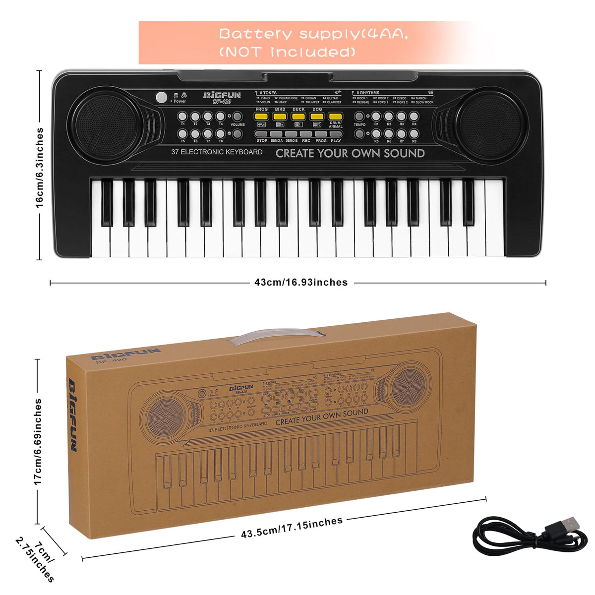Raimy 37 Keys keyboard uses safe ABS material for children