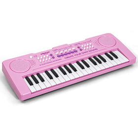 Raimy 37 Keys keyboard pink front view, ideal for young beginners' safe, portable practice.