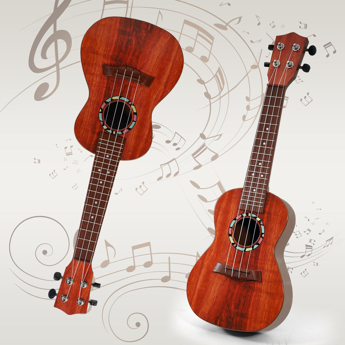 Raimy kids guitar front view showing compact size for children.