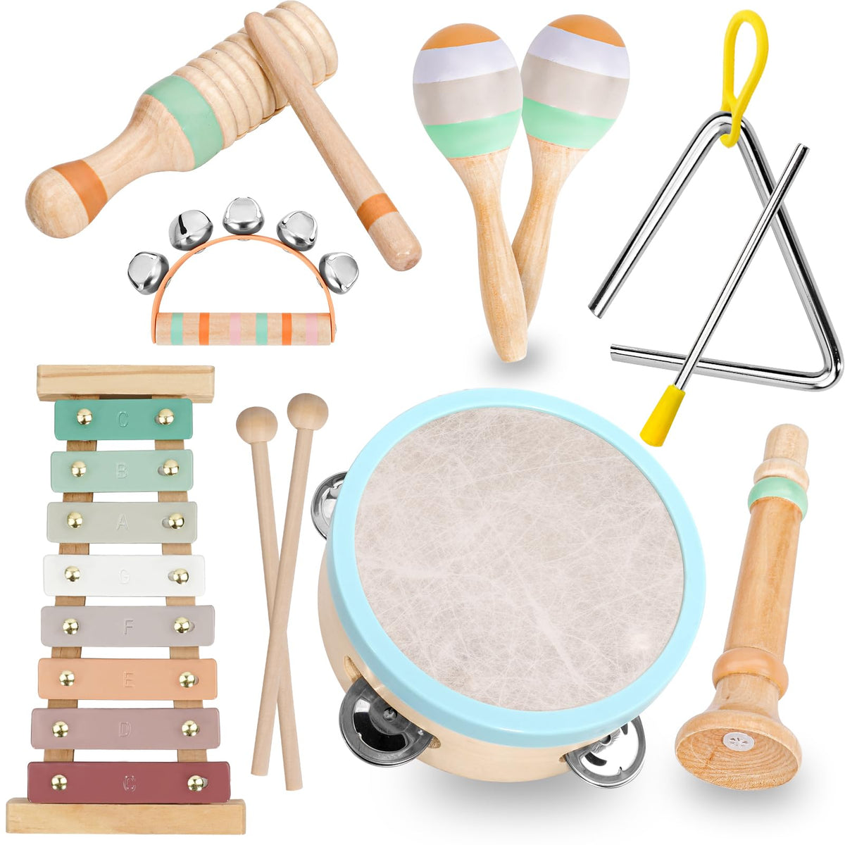 Raimy Kids Music Set xylophone with soft Morandi tones promotes calm, creative play