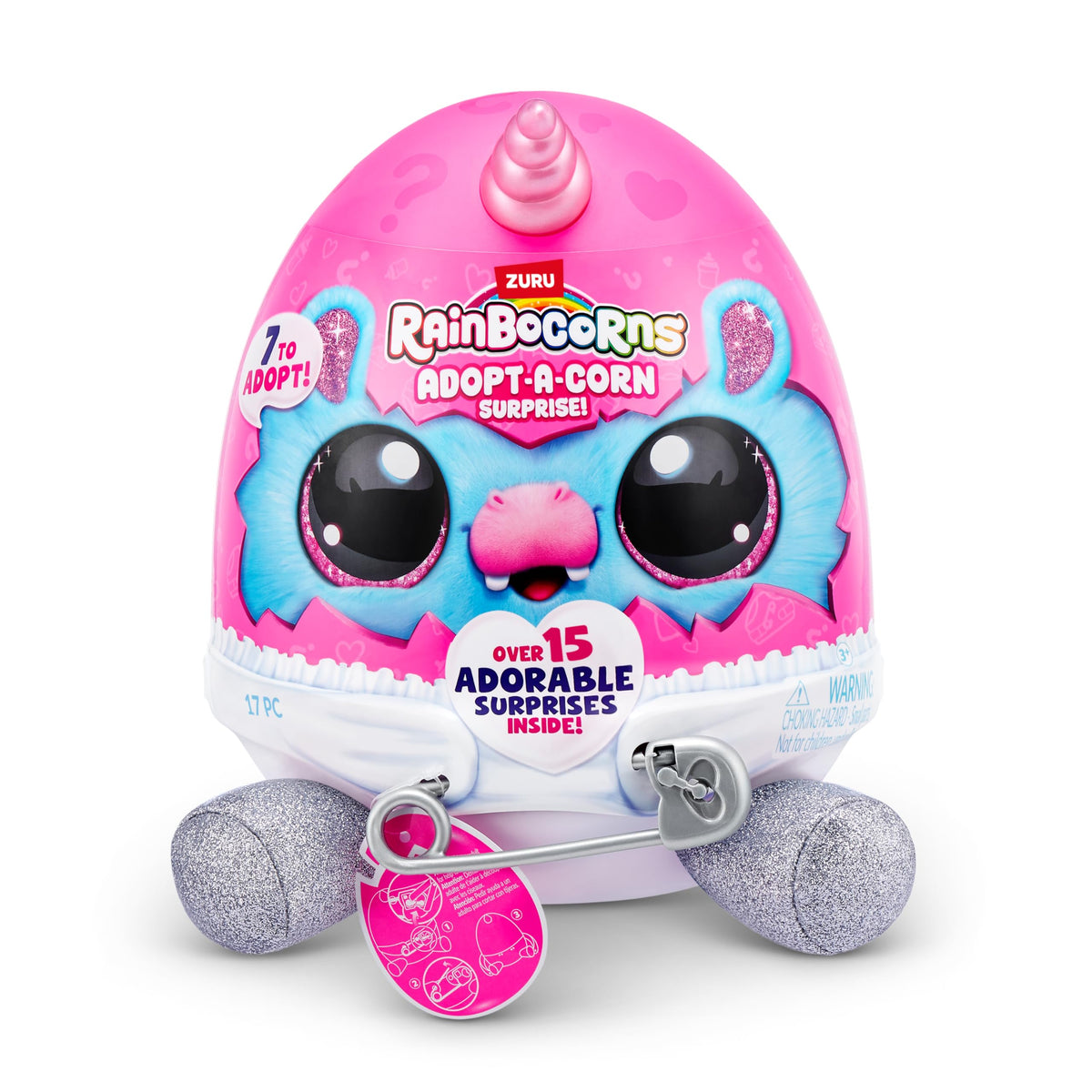 Rainbocorns Adopt-A-Corn pacifier accessory, adds nurturing play and comfort.
