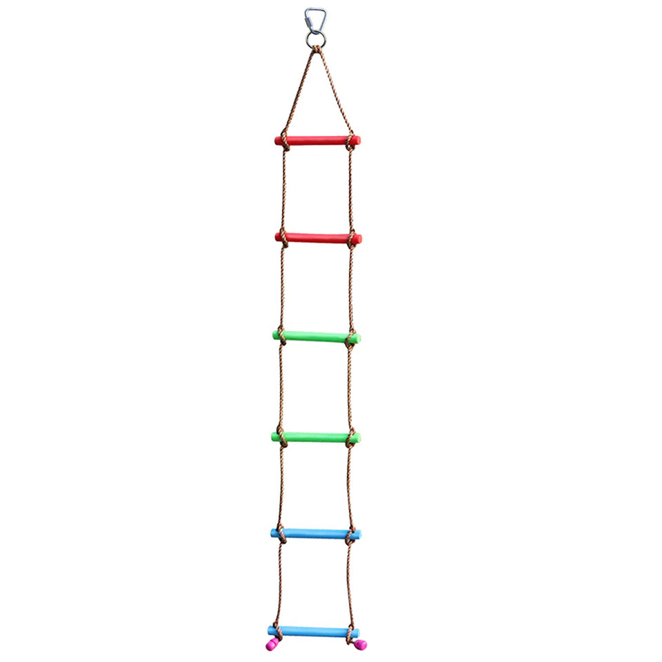Rainbow Craft 6.6ft climbing rope ladder setup for backyard play.