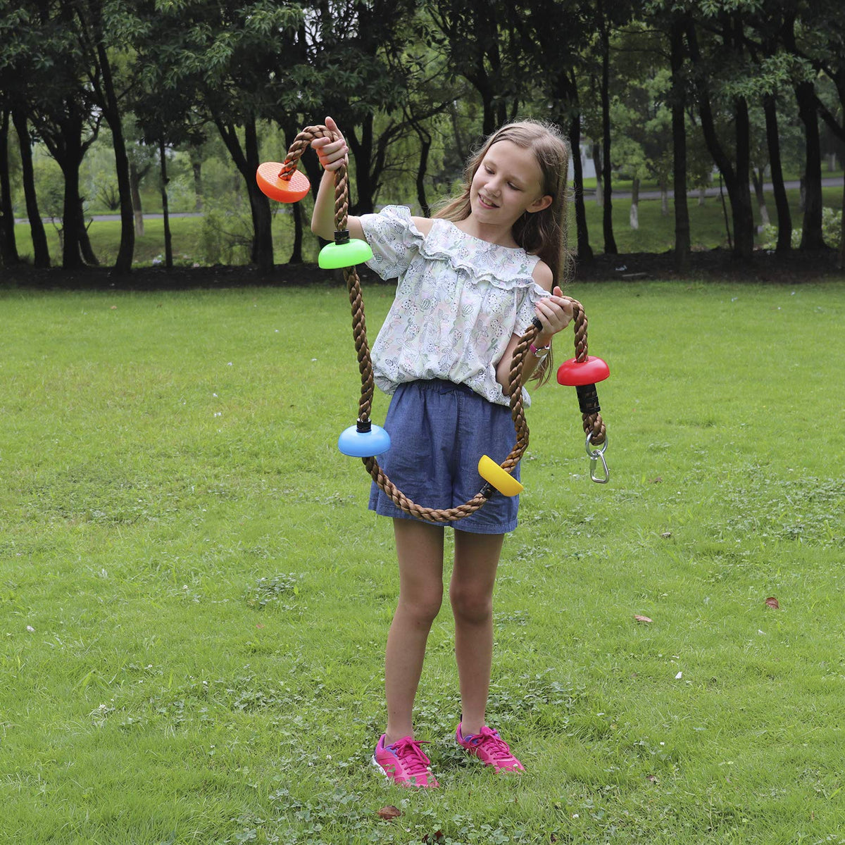 Rainbow Craft backyard swing-set rope enhances imaginative play and safe climbing