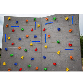 Rainbow Craft indoor/outdoor rock wall kit sparks imaginative climbing adventures.