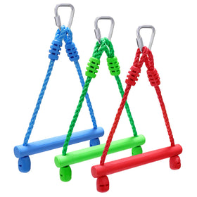 Rainbow Craft blue ninja bars with carabiners for safe backyard ninja play.