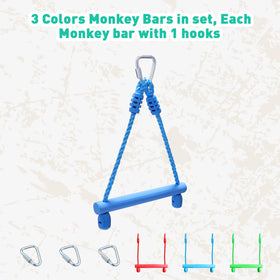 Rainbow Craft red trapeze bars for colorful obstacle course fun.