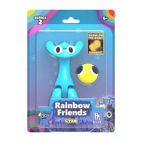 Rainbow Friends Cyan 5-inch action figure with glow-in-the-dark squishy for display and play