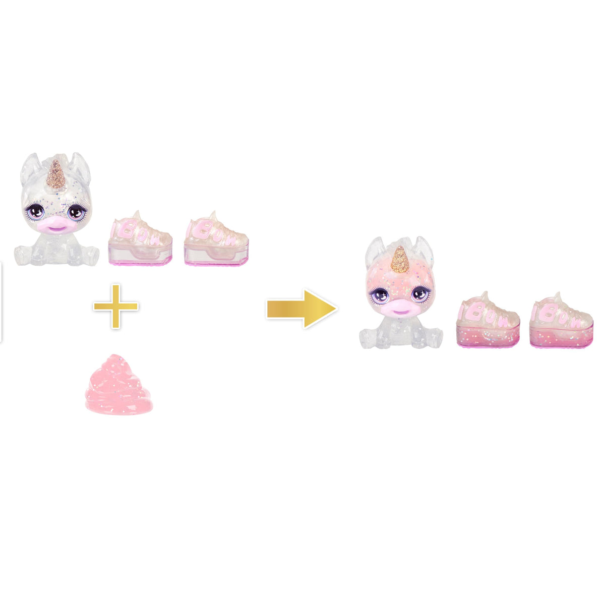 Rainbow High Amaya magical unicorn pet with color-changing head for slime fun.