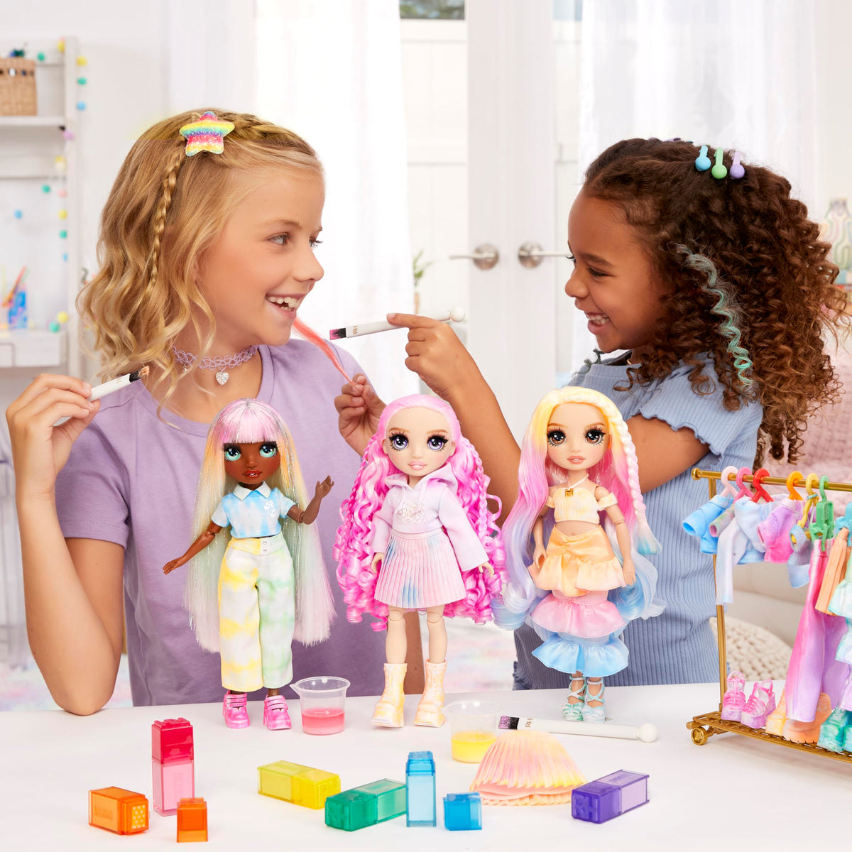 Rainbow High fully articulated doll supports dynamic posing during styling sessions.